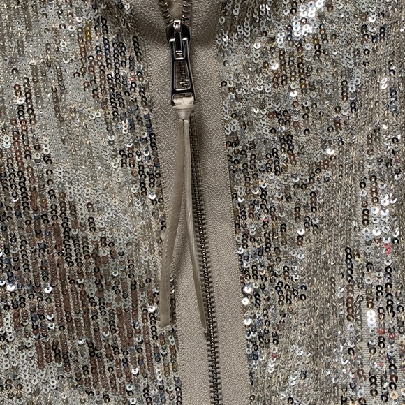 Zara Sequined Bomber Jacket In Beige Size Small - Picture 13 of 15